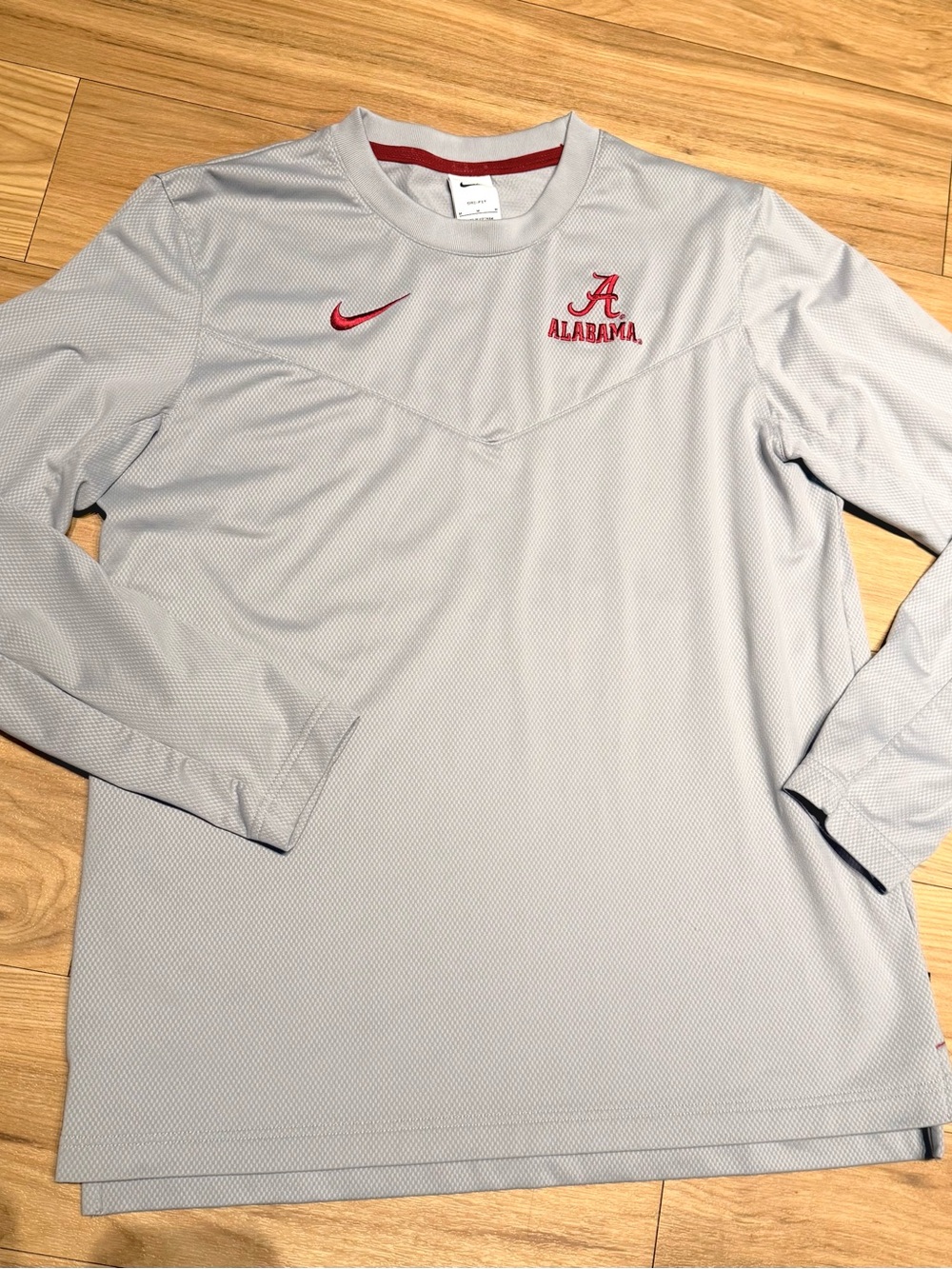 Nike Alabama Long Sleeve Performance Shirt - Light Gray/Red MED mens Crewneck